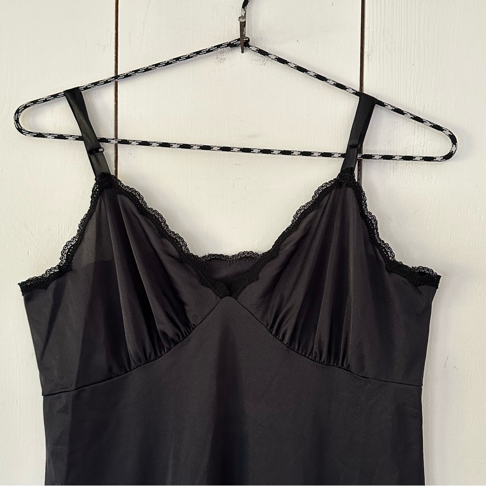 VTG Lace Trim Babydoll Slip Dress Sz S-M Black Goth Grunge Vamp Romantic - Picture 4 of 8